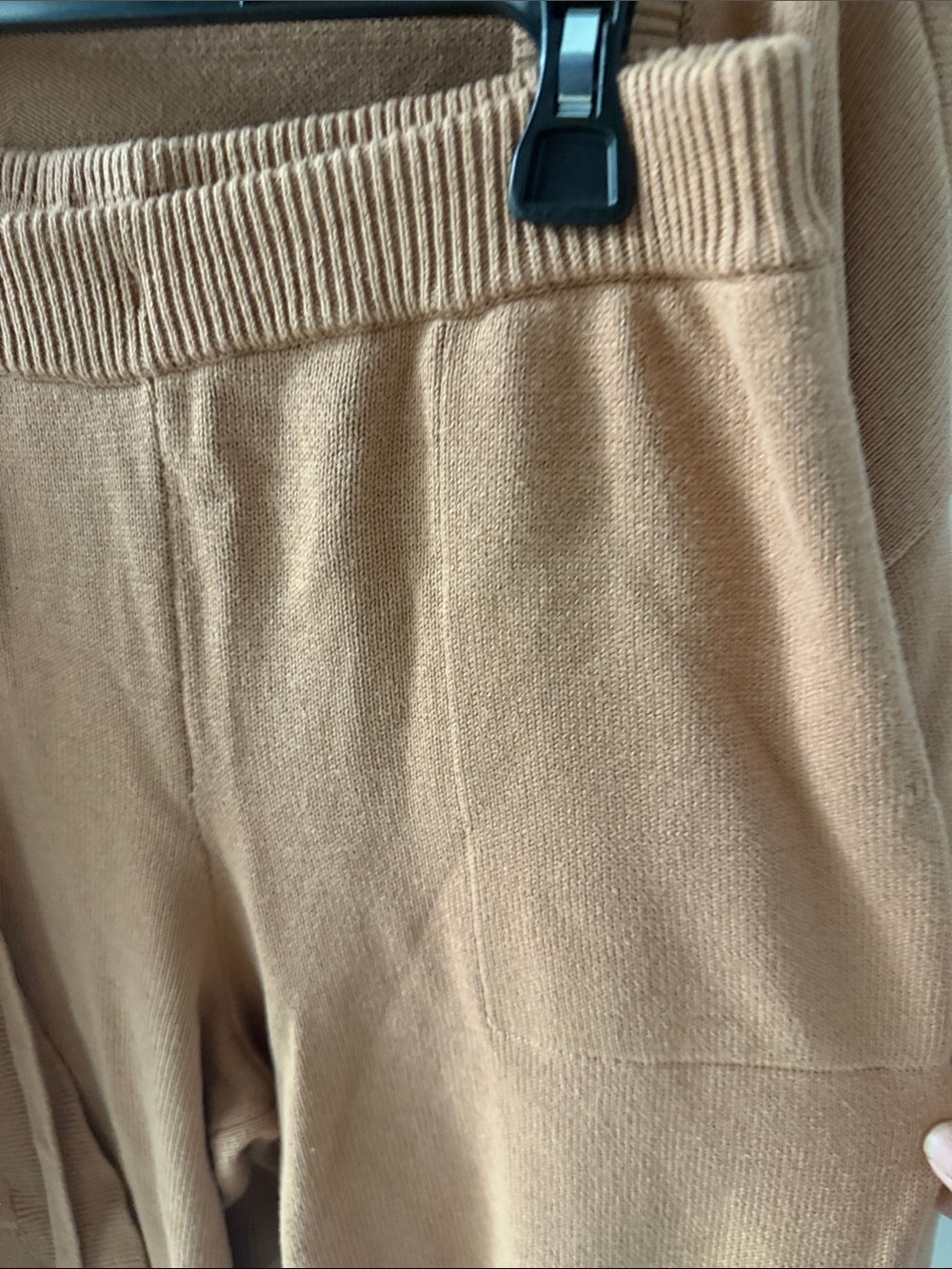Free People Beach Solar Sweater Set Tan Camel Knit Cardigan & Pants size L - Picture 3 of 4